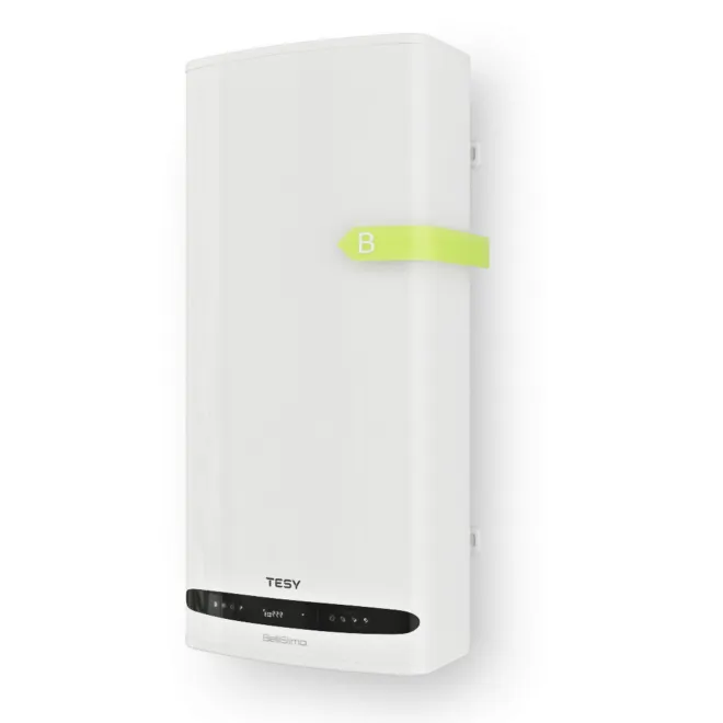 Elektrischer Boiler Warmwasserspeicher zur HORIZONTALEN oder VERTIKALEN Montage - Gehäusetiefe NUR 28cm - 100 Liter BelliSlimo WiFi GCR 1002722 ECW