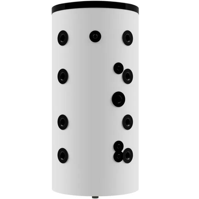 Pufferspeicher mit Aufnahme für Heizelement, feste Isolierung, weißer PVC-Mantel - Ideal für Wärmepumpen - 200 Liter Pufferspeicher NAD v13