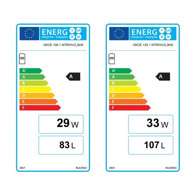 Unterstellspeicher mit 1 Wärmetauscher und 2,2 kW Keramikheizstab - Anschlüsse nach oben - EEK: A 125 Liter Kombispeicher OKCE 125.1 NTR/HV/2,2 kW