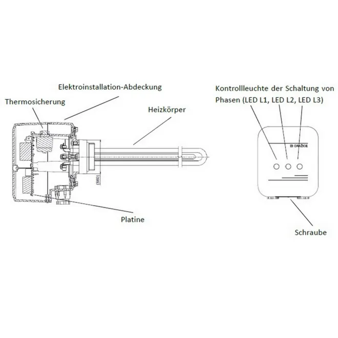 Extern gesteuerte Elektroheizstäbe Heizpatrone Heizelement mit Isoliertrennung und 1 1/2 Zoll Gewinde - Ohne Steuerung