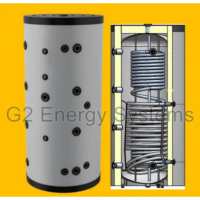 Hygienespeicher - Pufferspeicher mit legionellenfreier Trinkwasseraufbereitung mit Edelstahlwellrohr und 1 zusätzlicher Wärmetauscher - 300 L Hygienespeicher mit 1 zusätzlichen Wärmetauscher BCWS300K