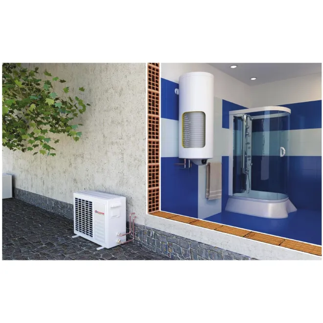 Luft/Wasser-Wärmepumpenanlage mit wandhängenden Warmwasserspeicher 120 Liter Speicher mit 1WT HPWH 120S