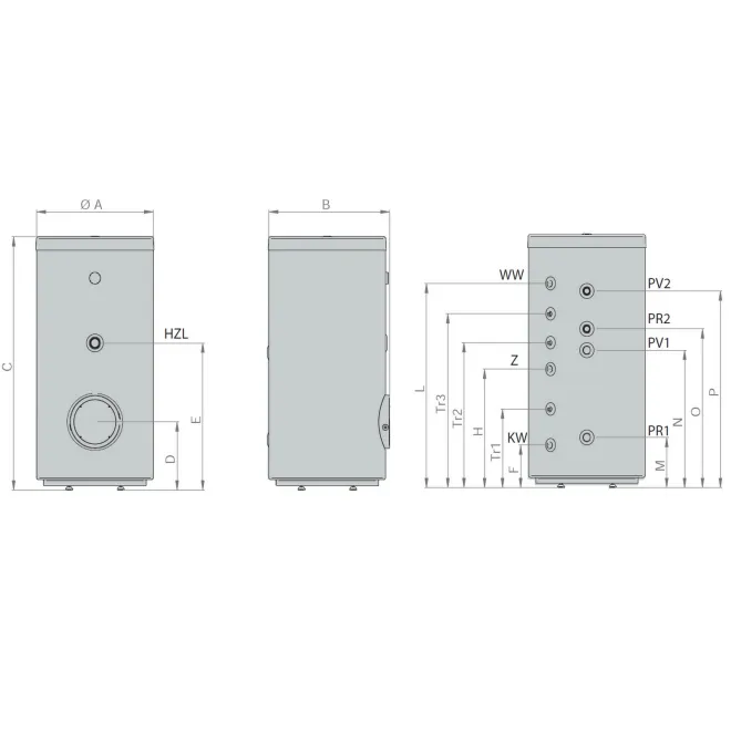 Edelstahlspeicher - Warmwasserspeicher aus Edelstahl mit 2 Wärmetauscher - Standspeicher 300 Liter Edelstahlspeicher mit 2 Wärmetauscher ISSWWXA300