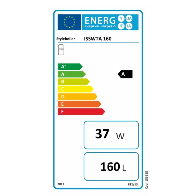 Warmwasserspeicher als Unterstellspeicher Energieeffizienz A - mit 1 Wärmetauscher - ideal für Brennwertthermen - 120L Warmwasserspeicher EEK:A Rund Anschlüsse oben ISSWTA120