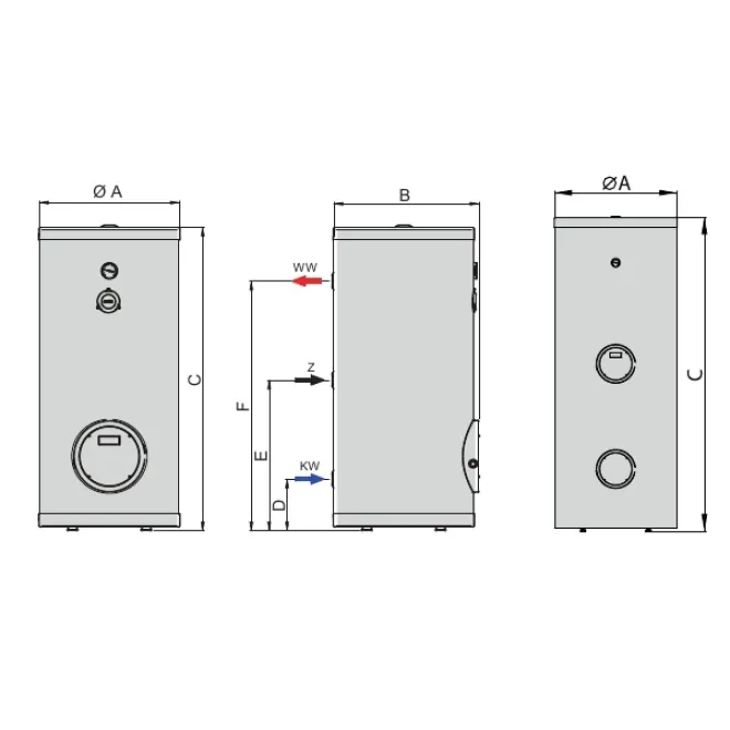 Edelstahl Elektro Standspeicher Warmwasserspeicher Boiler 300 Liter Edelstahl Elektrospeicher Boiler ISSXA300