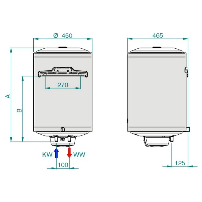 Edelstahl Warmwasserbereiter wandhängender Boiler mit WLAN-Steuerung VSXI 50 SMART Warmwasserspeicher