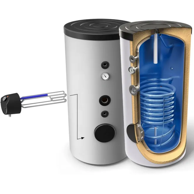 Kombinierter Warmwasserspeicher mit Heizelement - ideal für Photovoltaik - und 1 Wärmetauscher 400 Liter Kombispeicher mit 1 Wärmetauscher EV S 400