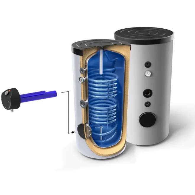 Trinkwasserspeicher Boiler Warmwasserspeicher Standspeicher mit 2 Wärmetauscher - inkl. Magnesiumanode, Thermometer, Stellfüße - 400 Liter Warmwasserspeicher mit 2 Wärmetauscher EV S2 400