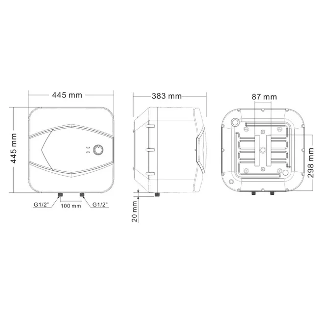 Kompakte druckfeste ÜBERTISCH-Kleinspeicher 1500 W Elektro-Warmwasserspeicher 30 Liter GCA 3015
