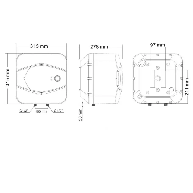 Kompakte druckfeste ÜBERTISCH-Kleinspeicher 1500 W Elektro-Warmwasserspeicher 7 Liter GCA 0715