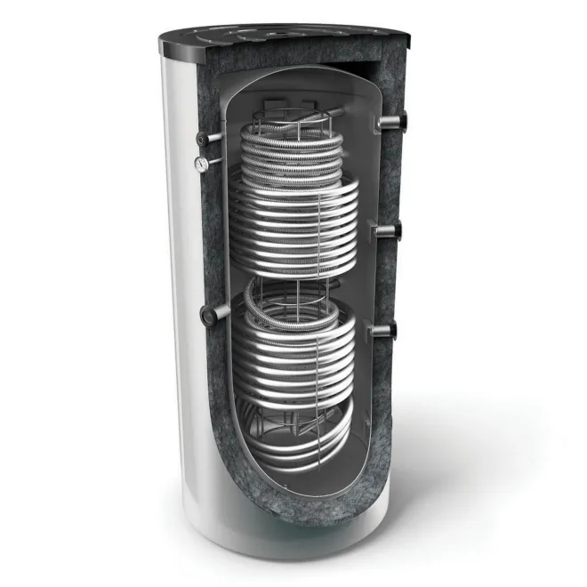 Kombipufferspeicher, Hygienespeicher mit Edelstahlwellrohr und 2 Wärmetauscher - Pufferspeicher Trinkwasserspeicher Boiler zur legionellenfreien Trinkwasseraufbereitung 1000 L Hygienespeicher mit 2 Wärmetauscher S2 1000 HYG