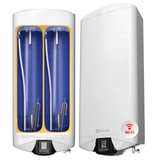 Elektroboiler Warmwasserspeicher WiFi - mit 3,3 kW 230 Volt zur HORIZONTALEN oder VERTIKALEN Montage - 2-Kammer-System - Gehäusetiefe NUR 30cm -