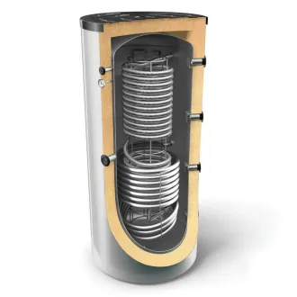 Kombipufferspeicher, Hygienespeicher mit Edelstahlwellrohr und 1 Wärmetauscher - Pufferspeicher zur legionellenfreien Trinkwasseraufbereitung&nbsp;/&nbsp;500 L Hygienespeicher mit 1 Wärmetauscher S 500 HYG
