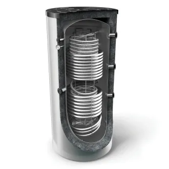 Kombipufferspeicher, Hygienespeicher mit Edelstahlwellrohr und 2 Wärmetauscher - Pufferspeicher Trinkwasserspeicher Boiler zur legionellenfreien Trinkwasseraufbereitung