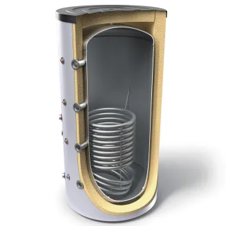 Pufferspeicher mit 1 Wärmetauscher und Isolierung ideal für Kaminöfen, Festbrennstoffkessel, Holzvergaserkessel und Wärmepumpen -