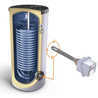 Warmwasserspeicher für Wärmepumpenanlagen mit 1 Doppelwendel-Wärmetauscher - mit Anschluss für Elektroheizelement -
