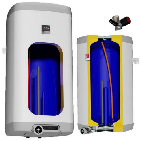 Elektrisch beheizter Warmwasserspeicher mit verschleißfreiem Keramikheizelement - inkl. Sicherheitsventil - ECKIGE Ausführung