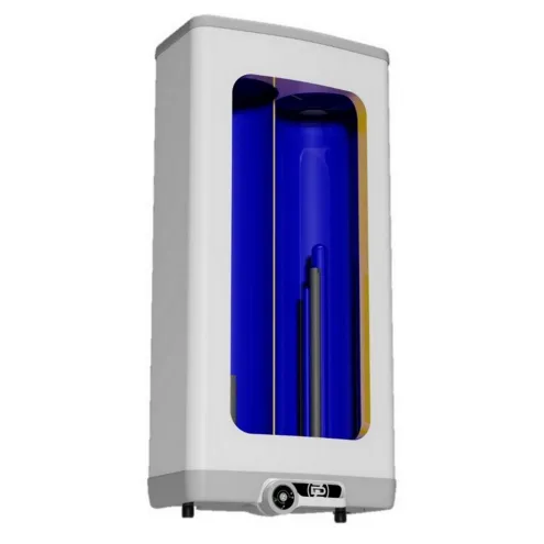 Elektrischer Boiler Warmwasserspeicher zur HORIZONTALEN oder VERTIKALEN Montage mit 2 kW 230 Volt VERSCHLEIßFREIER KERAMIKHEIZSTAB - 2-Kammer-System - Gehäusetiefe NUR 30cm