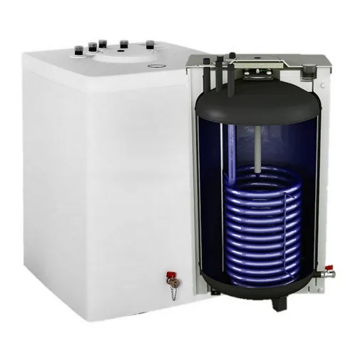 Warmwasserspeicher als Unterstellspeicher - mit 1 Wärmetauscher - ideal für Brennwertthermen -