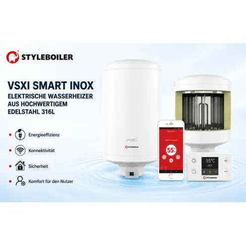 Edelstahl Warmwasserbereiter wandhängender Boiler mit WLAN-Steuerung