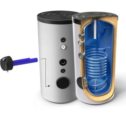 Trinkwasserspeicher Boiler Warmwasserspeicher Standspeicher mit 1 Wärmetauscher - inkl. Magnesiumanode, Thermometer, Stellfüße -