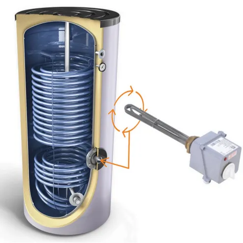 Warmwasserspeicher für Wärmepumpenanlagen mit 2 Doppelwendel-Wärmetauscher - mit Anschluss für Elektroheizelement -
